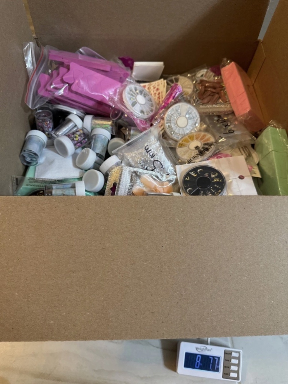 8+ LB HUGE LOT Nail Art Supplies Rhinestone Gems Glitter Studs Tools + MORE
